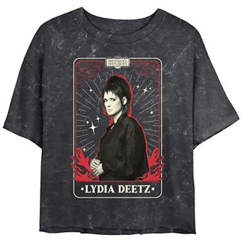 Juniors' Beetlejuice 2 Lydia Deetz Card Cropped Graphic Tee