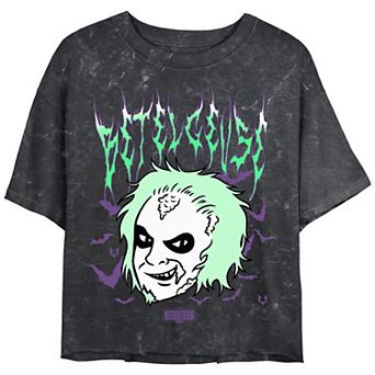 Juniors' Beetlejuice 2 Betelgeuse Black Metal Cropped Graphic Tee