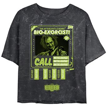 Juniors' Beetlejuice 2 Betelgeuse Just Call And Say My Name Three Times Cropped Graphic Tee