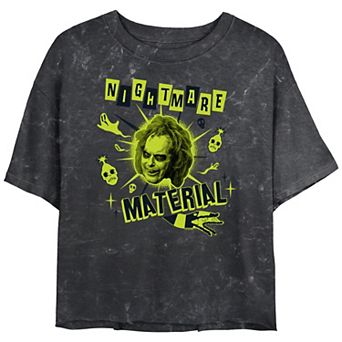 Juniors' Beetlejuice 2 Betelgeuse Nightmare Material Cropped Graphic Tee