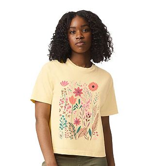 Pastel Wildflowers Relaxed Fit Cropped Tee
