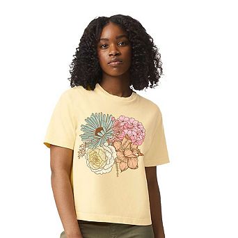 Colorful Flower Bouquet Relaxed Fit Cropped Tee
