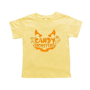 Candy Monster Raised Print Toddler Short Sleeve Graphic Tee