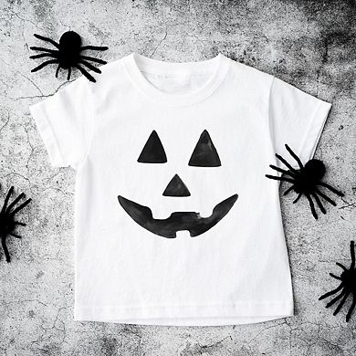 Watercolor Jack-o-lantern Face Toddler Short Sleeve Graphic Tee
