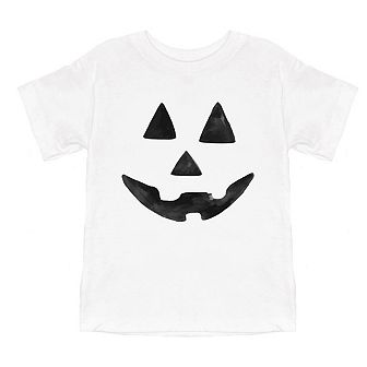 Watercolor Jack-o-lantern Face Toddler Short Sleeve Graphic Tee