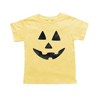 Watercolor Jack-o-lantern Face Toddler Short Sleeve Graphic Tee