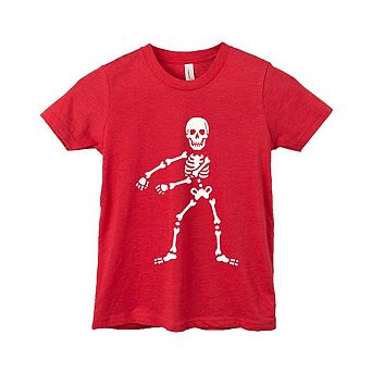 Flossing Skeleton Raised Print Youth Short Sleeve Graphic Tee