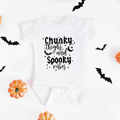 Chunky Thighs And Spooky Vibes Raised Print Baby Bodysuit