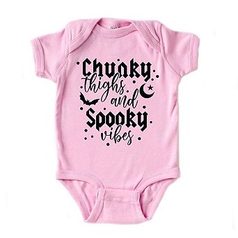 Chunky Thighs And Spooky Vibes Raised Print Baby Bodysuit