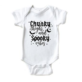 Chunky Thighs And Spooky Vibes Raised Print Baby Bodysuit