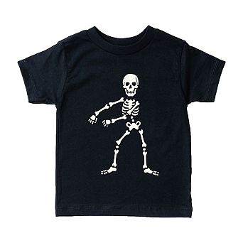 Flossing Skeleton Raised Print Toddler Short Sleeve Graphic Tee