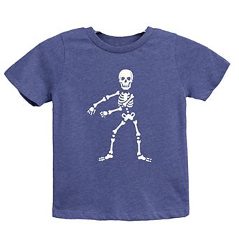 Flossing Skeleton Raised Print Toddler Short Sleeve Graphic Tee