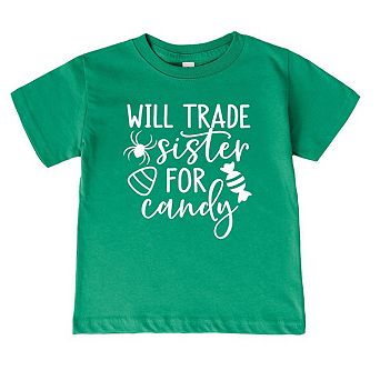 Will Trade Sister For Candy Toddler Short Sleeve Graphic Tee