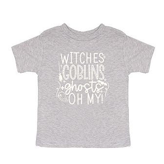 Witches Goblins Ghosts Raised Print Toddler Short Sleeve Graphic Tee