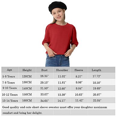 Kids White Crewneck Knit Sweater - Cute Fall Pullover for Girls 5-14 Years