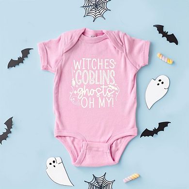 Witches Goblins Ghost Raised Print Baby Bodysuit
