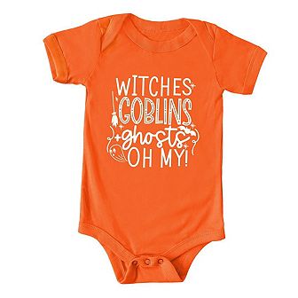 Witches Goblins Ghost Raised Print Baby Bodysuit