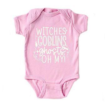 Witches Goblins Ghost Raised Print Baby Bodysuit