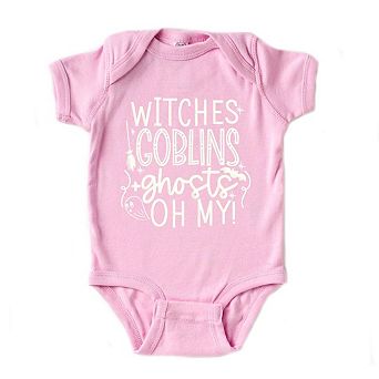 Witches Goblins Ghost Raised Print Baby Bodysuit