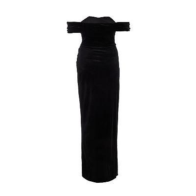Quiz Women s Velvet Cowl Detail Bardot Maxi Dress