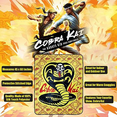 Cobra Kai Fleece Softest Comfy Throw Blanket For Adults & Kids, Measures 60 X 45 Inches