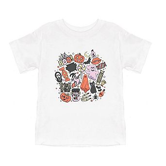 Halloween Doodle Collage Toddler Short Sleeve Graphic Tee
