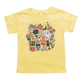 Halloween Doodle Collage Toddler Short Sleeve Graphic Tee