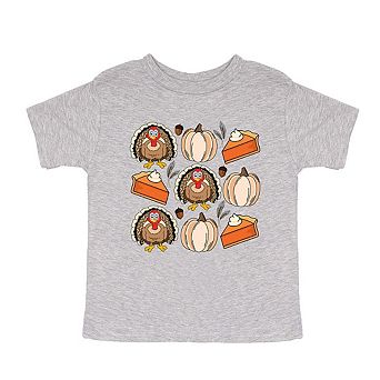 Turkey Pumpkin Pie Grid Youth Short Sleeve Graphic Tee