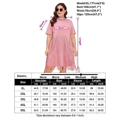 Women's Plus Size Fringe Trim Half Sleeve Round Neck Tee Top