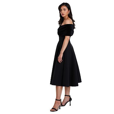 Quiz Women's Velvet And Scuba Foam Bardot Skater Dress