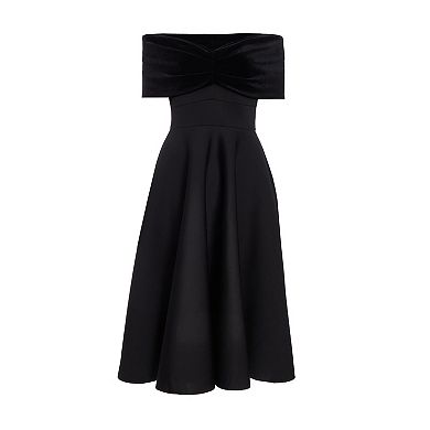 Quiz Women's Velvet And Scuba Foam Bardot Skater Dress