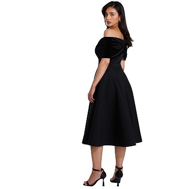 Quiz Women's Velvet And Scuba Foam Bardot Skater Dress