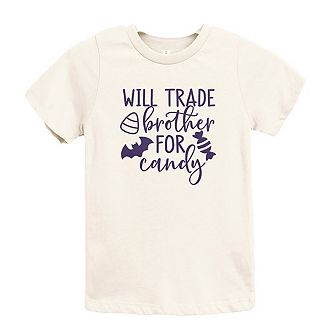 Will Trade Brother For Candy Raised Print Toddler Short Sleeve Graphic Tee