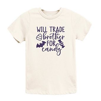 Will Trade Brother For Candy Raised Print Toddler Short Sleeve Graphic Tee