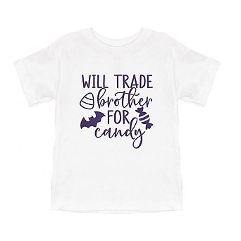 Will Trade Brother For Candy Raised Print Toddler Short Sleeve Graphic Tee