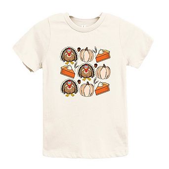 Turkey Pumpkin Pie Grid Toddler Short Sleeve Graphic Tee