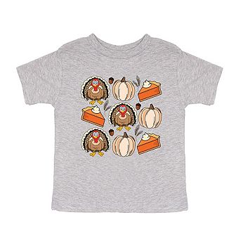 Turkey Pumpkin Pie Grid Toddler Short Sleeve Graphic Tee