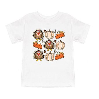 Turkey Pumpkin Pie Grid Toddler Short Sleeve Graphic Tee