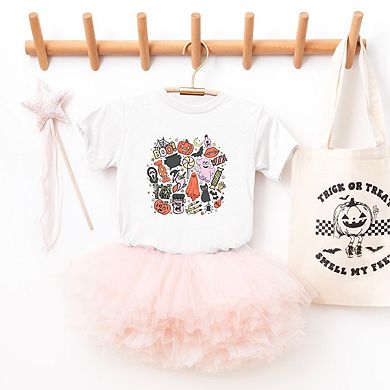 Halloween Doodle Collage Youth Short Sleeve Graphic Tee