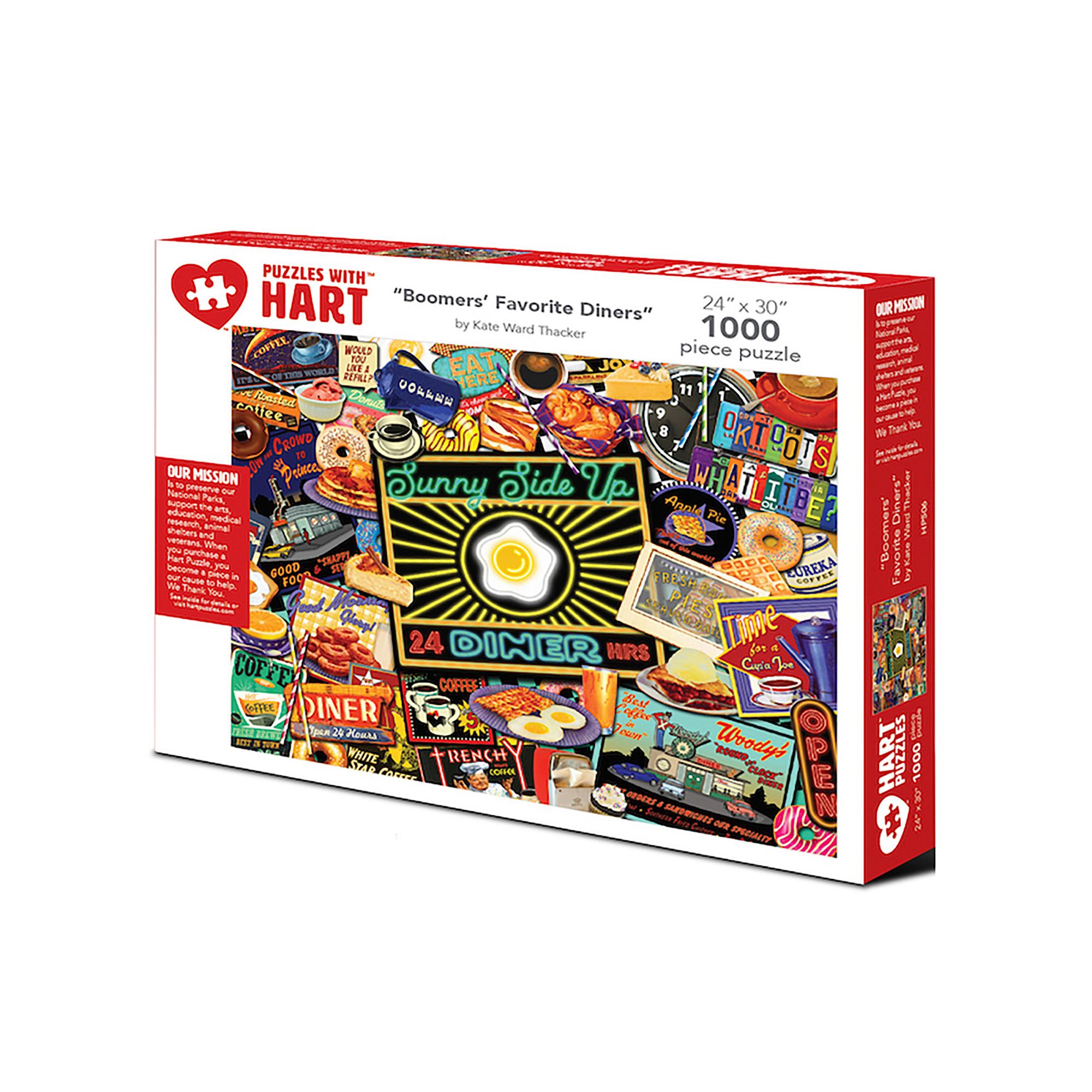 Hart Puzzles Boomers Favorite Diners 1000 Piece Puzzle, Multi