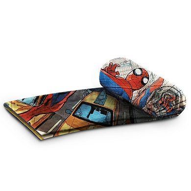 Marvel Spider-man In The City Fleece Comfy Throw Blanket For Adults & Kids, Measures 60 X 45 Inch