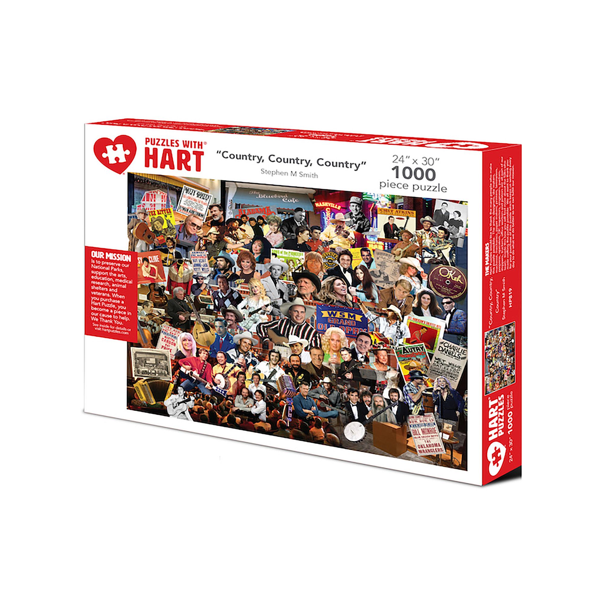 Hart Puzzles Country, Country, Country 1000 Piece Puzzle, Multi