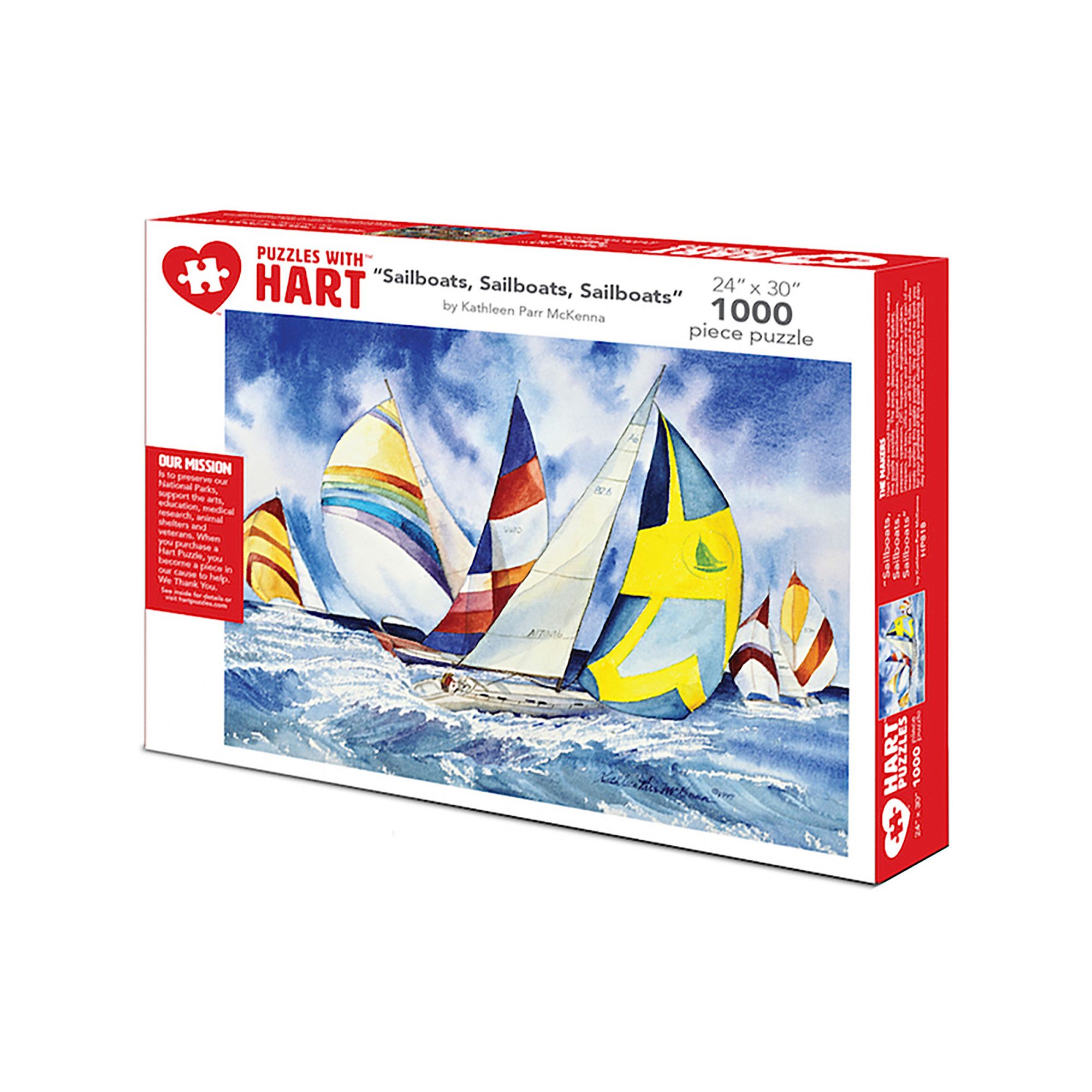 Hart Puzzles Sailboats, Sailboats, Sailboats 1000-Piece Puzzle, Multi