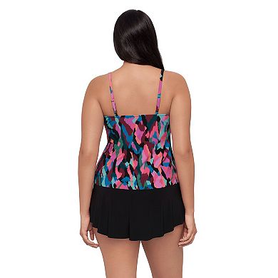 Women's Trimshaper Collage Patch Ronnie Tankini Swim Top