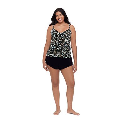 Women's Trimshaper Leopard in The Mist Leona Tankini Swim Top