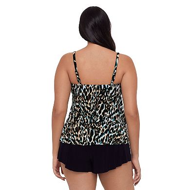 Women's Trimshaper Leopard in The Mist Leona Tankini Swim Top