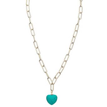 Juvell 18k Gold Plated Cubic Zirconia Blue Heart Drop Necklace