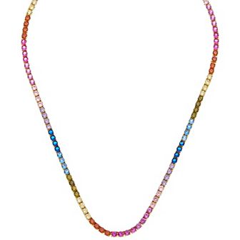 Juvell 18k Gold Plated Multi-Color Cubic Zirconia Colorblock Necklace