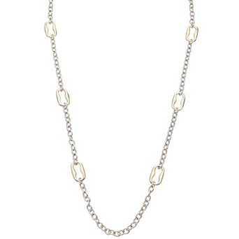 Juvell Two-Tone 18k Gold Plated Link Station Necklace