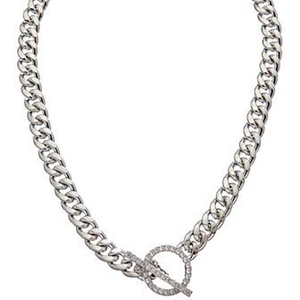 Juvell 18k Gold Plated Cubic Zirconia Thick Chain Toggle Necklace